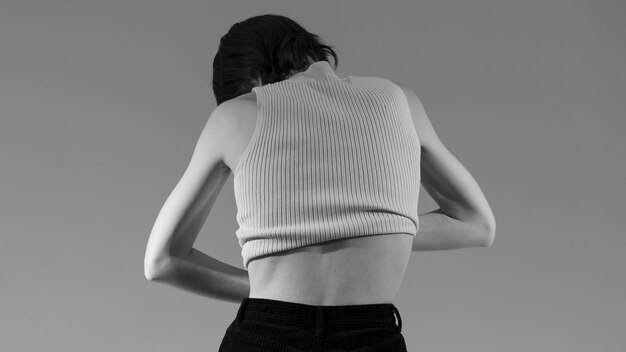 Back view model black and white