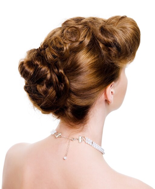 Back view of a wedding hairstyle on a 