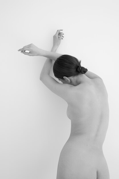 Back view woman black and white nudity