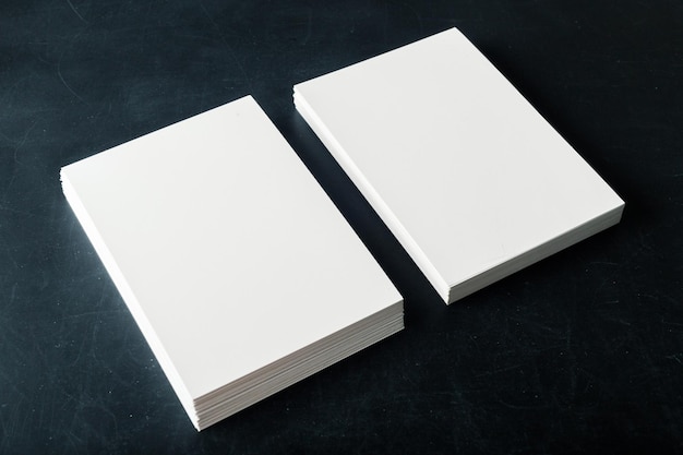 Free photo backed paper blank business cards on the stack