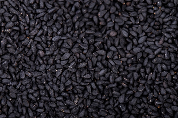 Background of black seeds top view