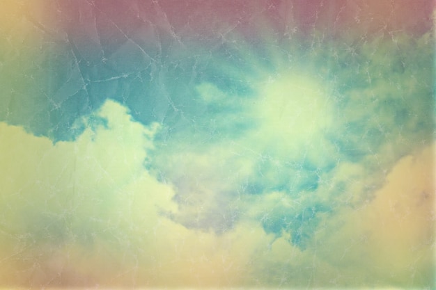 Background of blue sky with white clouds in vintage style