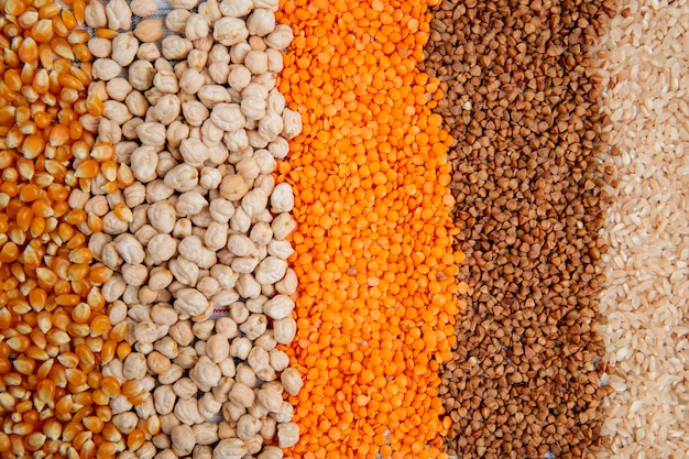 Free Photo Background Of Different Types Of Groats Corn Seeds Chickpeas Red Lentils Buckwheat And Rice Top View Free Photo Background Of Different Types Of Groats Corn Seeds Chickpeas Red Lentils Buckwheat And Rice Top View