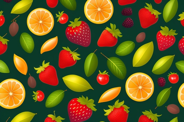 Free photo a background of fruits and berries with green leaves.