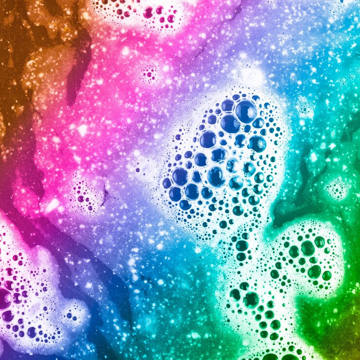 無料Photo 緑の背景。青;ピンク;お風呂の爆弾を水に溶かす