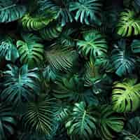 Foto gratuita sfondo di foglie intrecciate di liane monstera e foglie di palma decorazione degli spazi