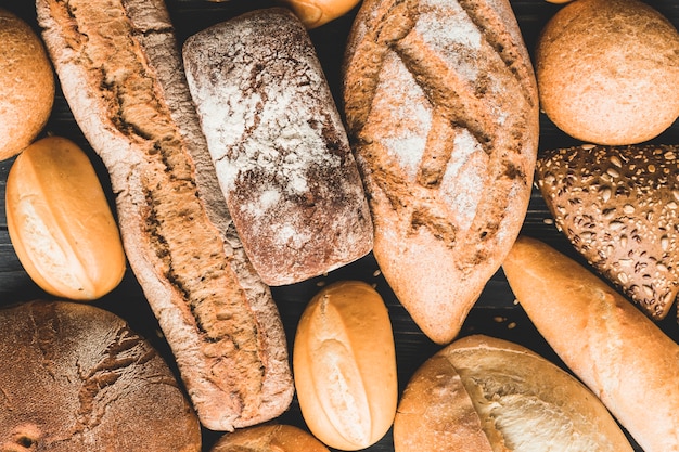 Background of loaves of bread