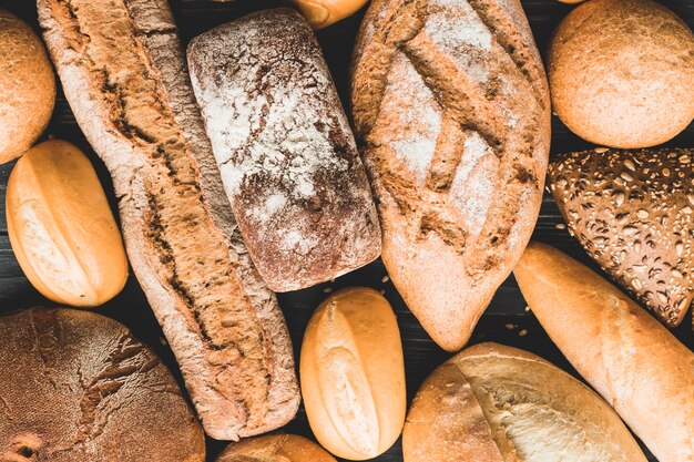 Background of loaves of bread