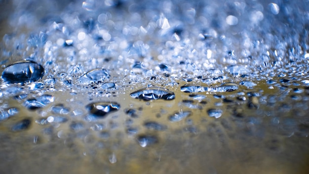 Background rain drops close up