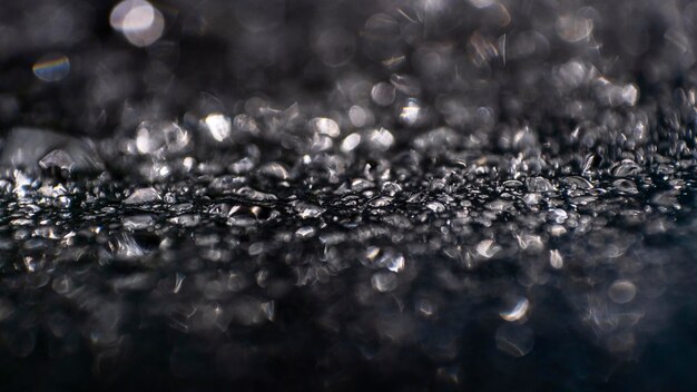 Background rain drops close up