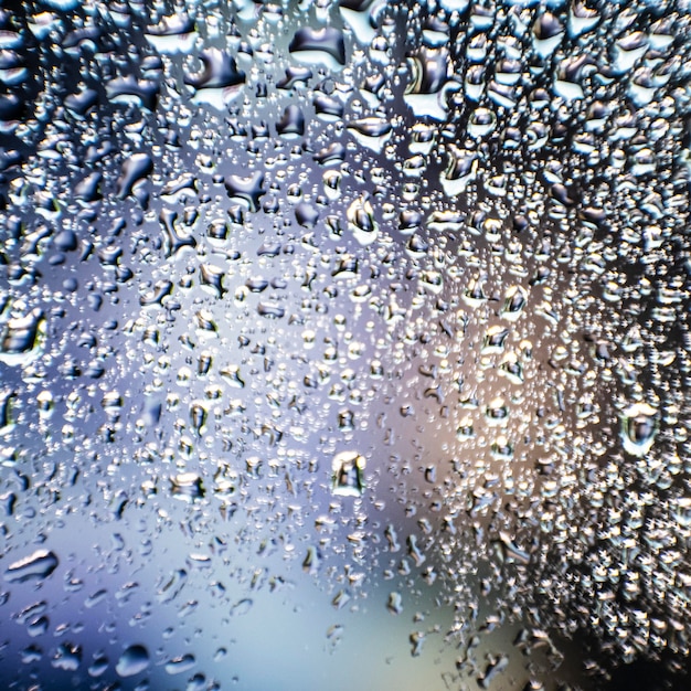 Background rain drops close up