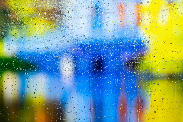 Background rain drops close up