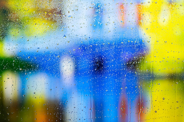 Background rain drops close up