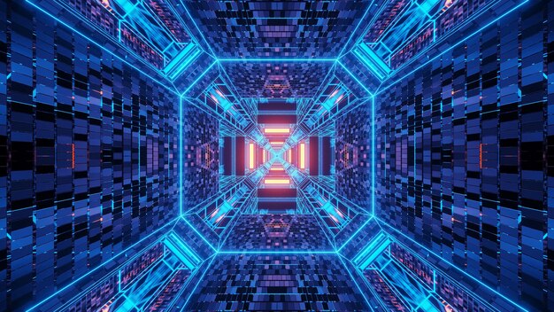 background of several blue and yellow lights flowing in motion into a single direction