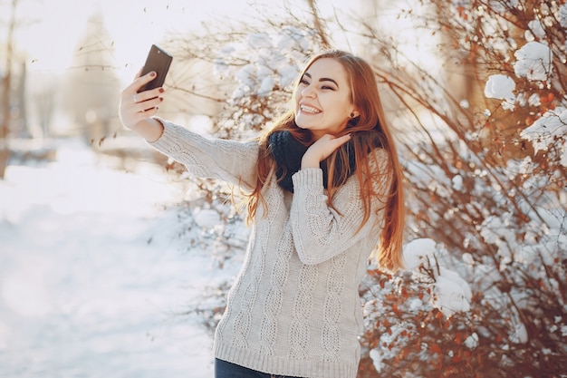 background smile scarf snow trees