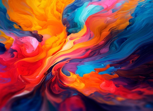 Background splash abstract painting in orange and blue colours