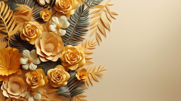 Background with 3d blooming rose flowers