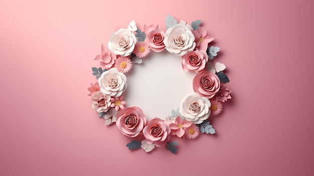 Background with 3d blooming rose flowers