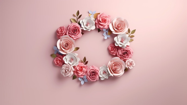 Free Photo background with 3d blooming rose flowers