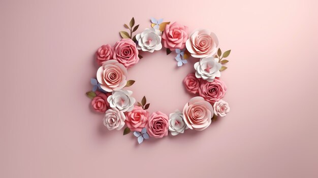 Фон с 3D цветущими розовыми цветами