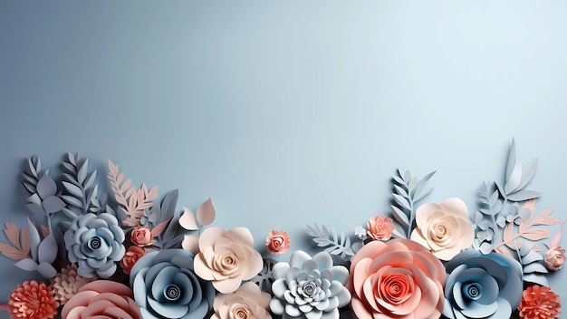 Free photo background with 3d blooming rose flowers