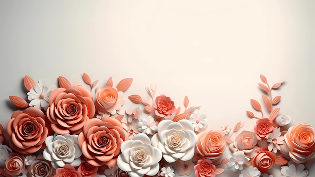 Free photo background with 3d blooming rose flowers