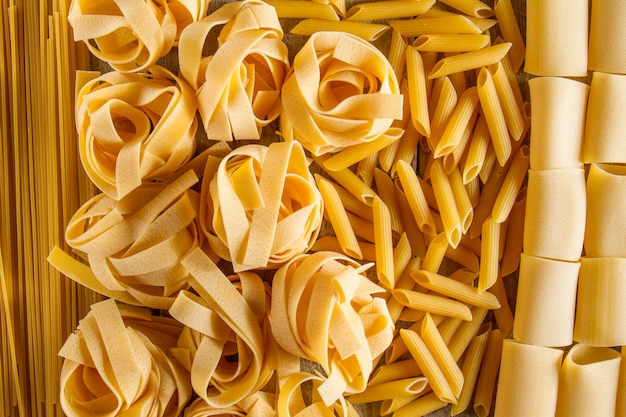 Background with different types of pasta