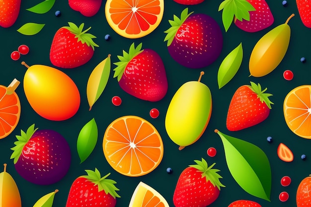 A background with fruits and berries on it