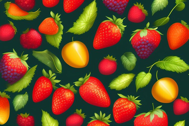 A background with fruits and berries on it