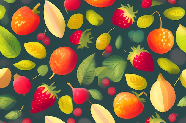 Фон с фруктами и ягодами на нем