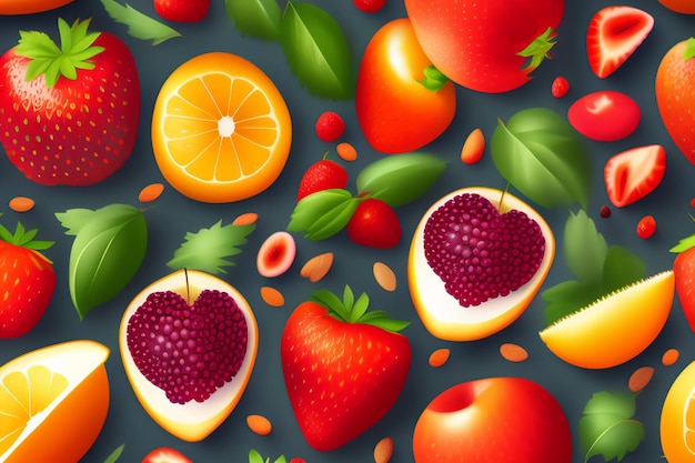 Free photo a background with fruits and berries on it