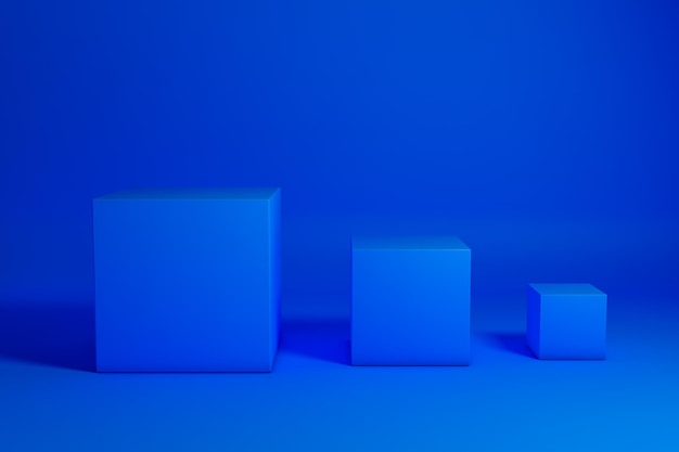 Background with geometric square shapes of blue color 3d 3d illustration Premium Photo