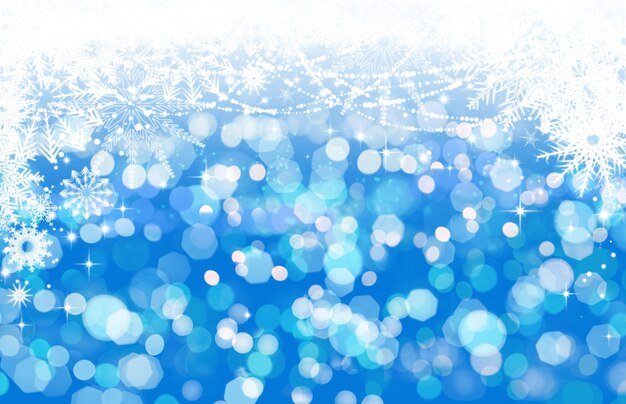 Background with lights and snowflakes