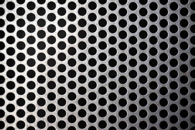 Background with metallic mesh and round holes