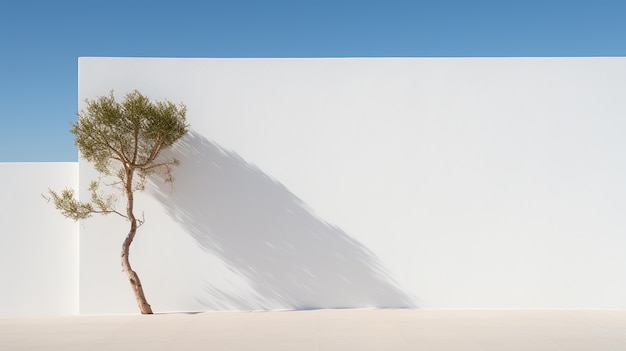 無料写真 シンプルな地中海風景と白い壁の背景