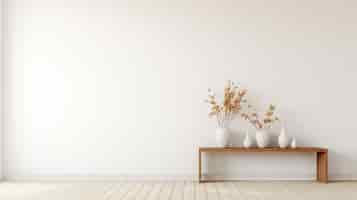 無料写真 シンプルな白い壁と植物の背景