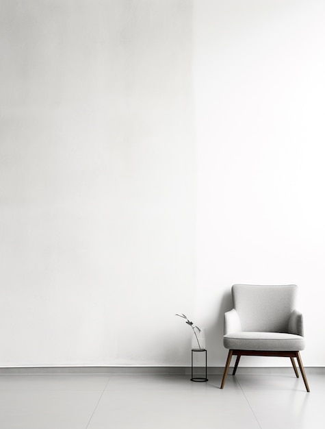 Background with simple white walls and furniture
