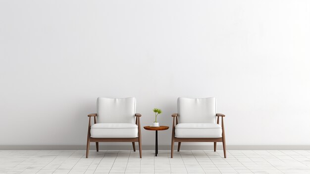 Background with simple white walls and furniture