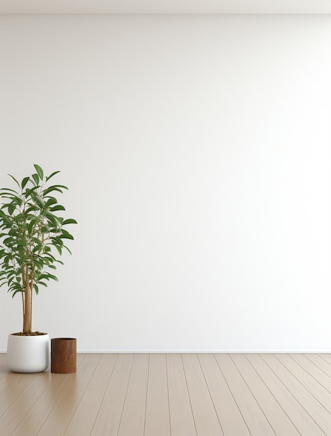 Free photo background with simple white walls and plant