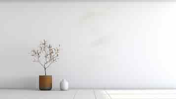 Free photo background with simple white walls and plant