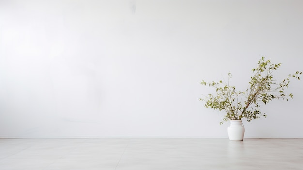 Free photo background with simple white walls and plant