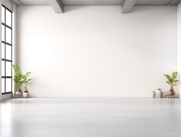 Foto gratuita sfondo con semplici pareti bianche e piante