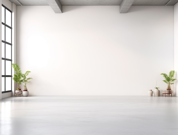 Free photo background with simple white walls and plant