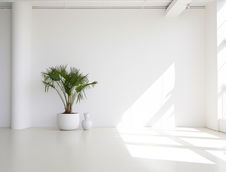Free Photo background with simple white walls and plant