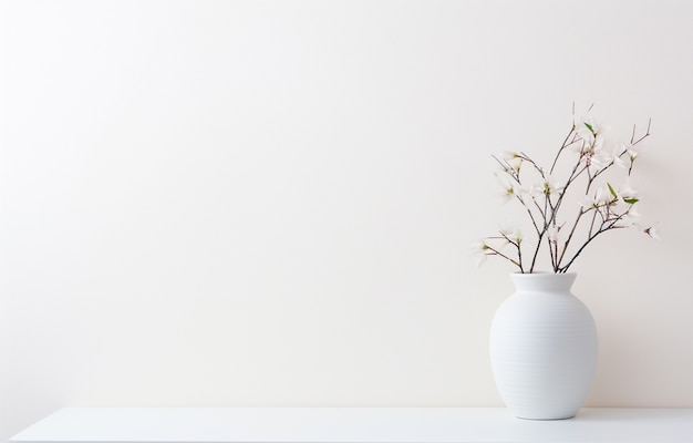 Background with white walls and plant