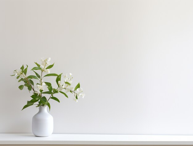 白い壁と植物の背景