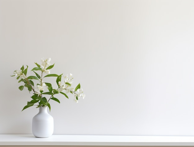 Background with white walls and plant