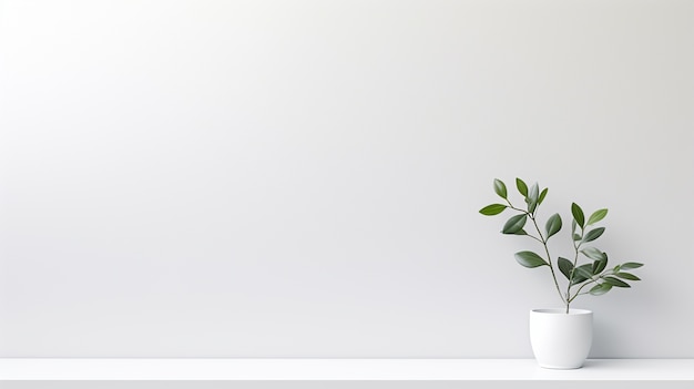 Free Photo background with white walls and plant