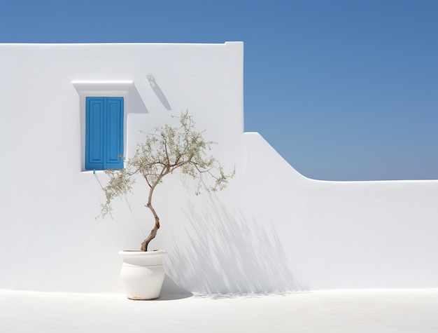 Background with white walls and sky