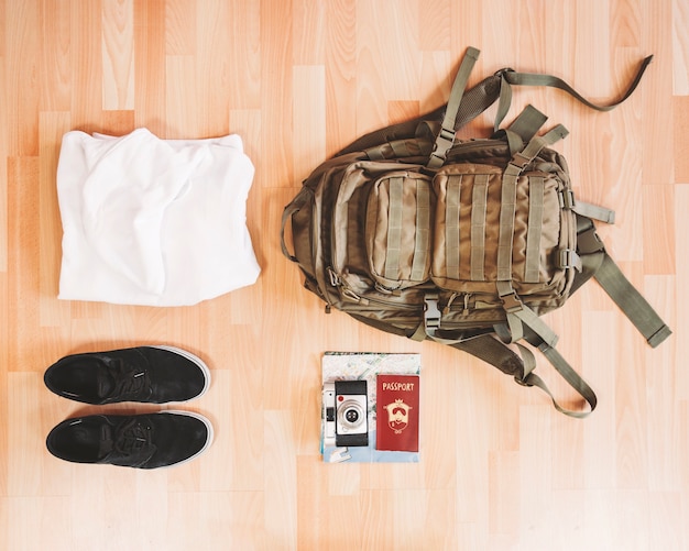 Backpack and travel clothes